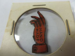 Vtg Indian Plug Chewing Tobacco Tin Tag POINTING HAND Antique Advertise HANDMADE 5