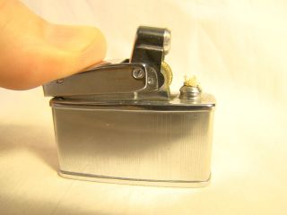 Vintage Continental Smaller Chrome Striped Art Deco Lighter Sparking Well Shiny 3
