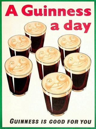 A Guinness A Day Beer Ireland Great Britain Vintage Travel Art Poster Print