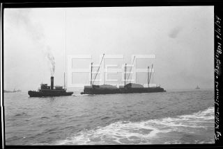 1934 William Simmons Tug Boat Ship Barges York City Nyc Photo Negative U226
