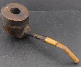 Large Vintage Wooden Pipe - Appears To Be Handcarved -,  Unusual Piece