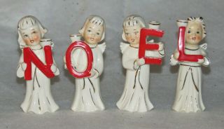 4 Pc Vintage Relco Noel Angel Girl Figurine Candle Holders Set Japan