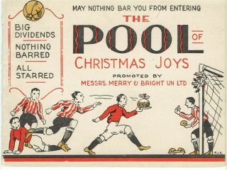 Vintage Christmas Greetings Card Football Pools Footballers Play On Words