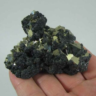 2.  9 " Octahedral Pyrite W/ Sphalerite Crystals Cluster - Huanzala Mine,  Peru