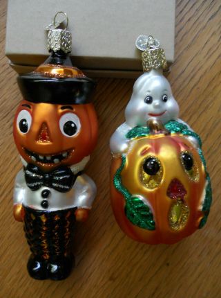 Two Glass Halloween Ornaments