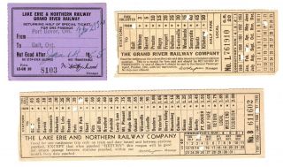 Grand River Railway Lake Erie & Northern Three Tickets Grr Le&n