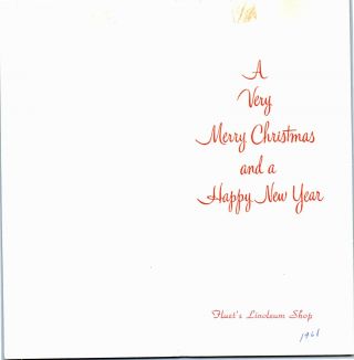 MCM Santa Claus Reindeer Deer Glitter Peek - a - boo VTG Christmas Greeting Card 2