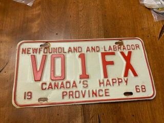 Newfoundland Labrador Ham Amateur Radio License Plate 1968 Vo1fx