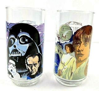 1977 Star Wars Darth Vader & Luke Skywalker Burger King Coca Cola Glass Cups