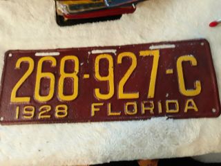 Antique 1928 Florida License Plate