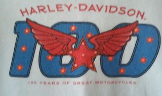 Vintage Harley Davidson T - Shirt 100 Years White Women ' s XL Las Vegas Nevada 4