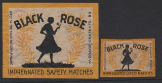 2 Black Rose Brand Matchbox Large Packet & Small Box Labels Savo Finland 1930 