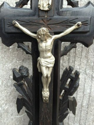 Antique Altar Standing Carved Wood Cross Crucifix Tools Of Passion Jesus