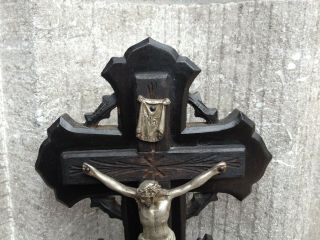 ANTIQUE ALTAR STANDING CARVED WOOD CROSS CRUCIFIX TOOLS OF PASSION JESUS 4