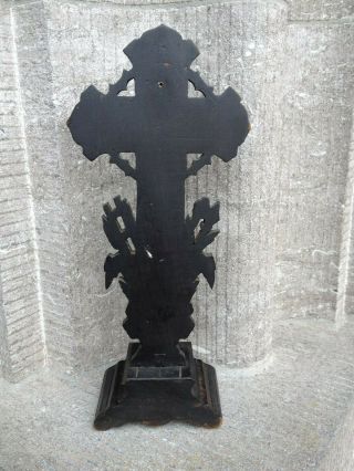 ANTIQUE ALTAR STANDING CARVED WOOD CROSS CRUCIFIX TOOLS OF PASSION JESUS 8