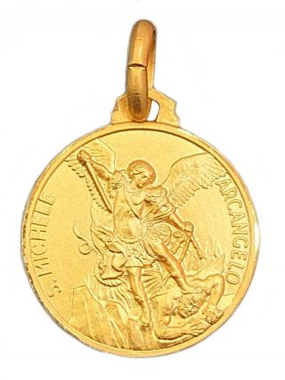 16mm Gold Plated Silver 925 St Michael Archangel Medal Charm San Miguel Medalla