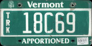 Vermont 2014 Apportioned License Plate 18c69 - Truck Big Rig Semi Tractor