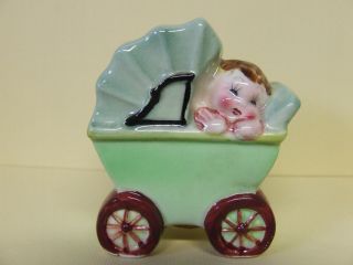 Vintage Baby Boy & Girl in Pram/Stroller/Buggy Salt & Pepper Shakers (Japan) 4