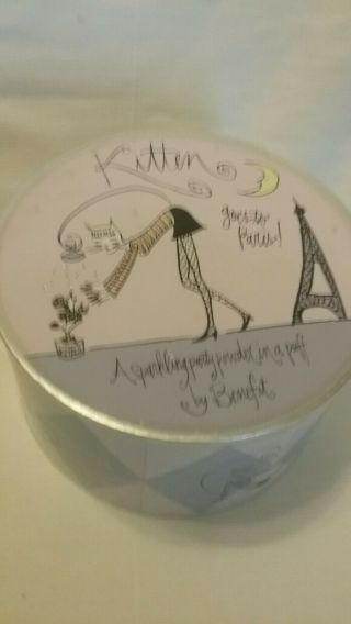 Rare Benefit Kitten Goes To Paris Silver Lilac Scented Party Powder Puff Vintage