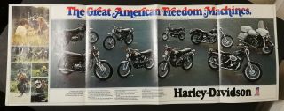 Vintage 1973 Harley - Davidson Motorcycle Full Line 8 Page Color Ad Brochure