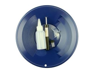 1 - 10 " Blue Gold Pan - 5 " Snuffer Bottle - Magnet Tool - Funnel & 1 " Vial