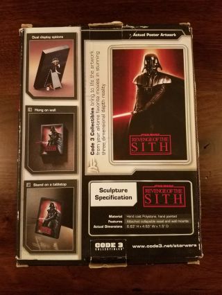 CODE 3 STAR WARS REVENGE OF THE SITH MOVIE POSTER SCULPTURE MIB 2