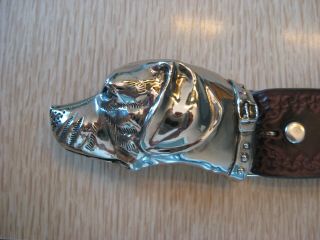 Sterling Silver Dog Head Belt Buckle Hand Crafted Fine Detail Signed