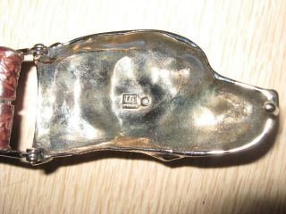 STERLING SILVER DOG HEAD BELT BUCKLE HAND CRAFTED FINE DETAIL SIGNED 4