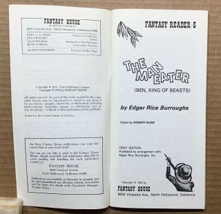 The Man Eater by Edgar Rice Burroughs Fantasy Reader 5 1974 1st 5