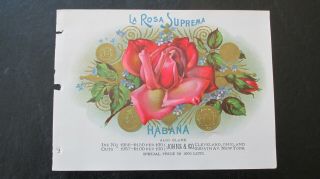 Vintage La Rosa Suprema Inner Cigar Label Salesman Sample