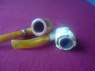 Two Tobacco Pipes,  One Meerschaum And One Ceramic Baron Te 12201 Little