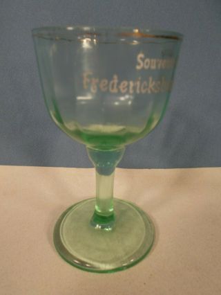 Vintage Souvenir Green Glass Wine Glass – Fredericksburg Iowa C1900s
