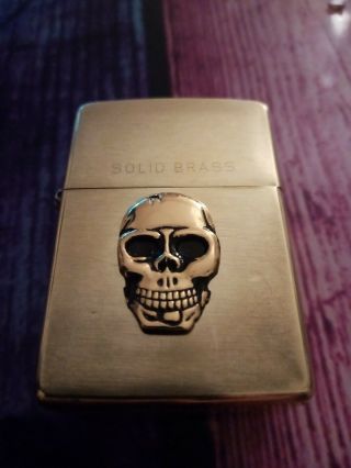 ☠️☠️☠️solid Brass Skull 2012 Fully Comes With Zippo Insert