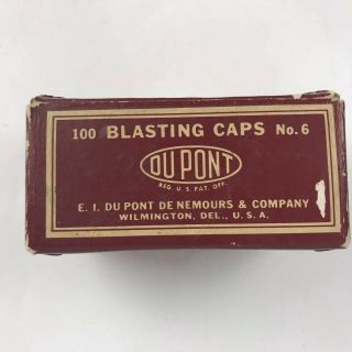 Vintage Dupont Blasting Caps No6 Cardboard Box Empty (478)