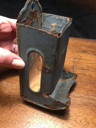 Vintage Tin Metal Wall Mount Match Box Stick Matches Holder Chippy Paint Rust 3