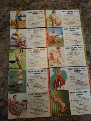 " 10 " Brown & Bigelow Pin - Up Girls 1947 Advertising Cards 6 " × 3 - 1/2 "