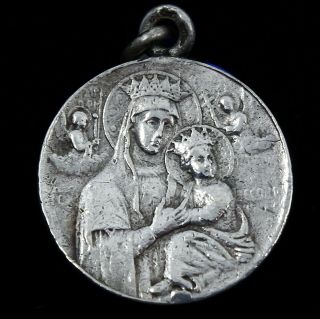 Our Lady Of Perpetual Help Sterling Silver Medal Pendant Charm Blank Shield