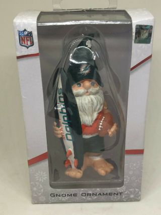 4 " Miami Dolphins Gnome Ornament Surfboard Football Forever Collectible Nfl