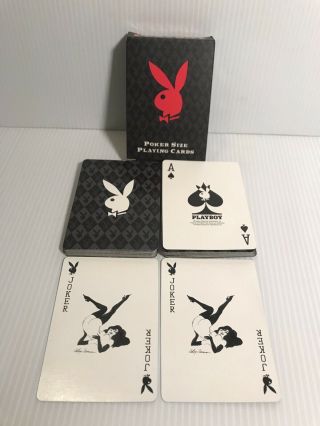 Playboy Poker Size Playing Cards - Red / White Bunny
