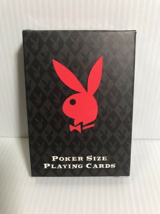 Playboy Poker Size Playing Cards - Red / White Bunny 3