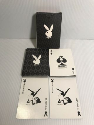 Playboy Poker Size Playing Cards - Red / White Bunny 4