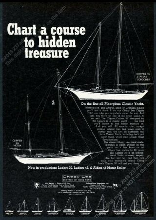 1969 Cheoy Lee Yacht Sail Boat Art Vintage Print Ad