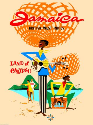 Jamaica Caribbean Islands Jamaican Vintage Travel Advertisement Art Poster