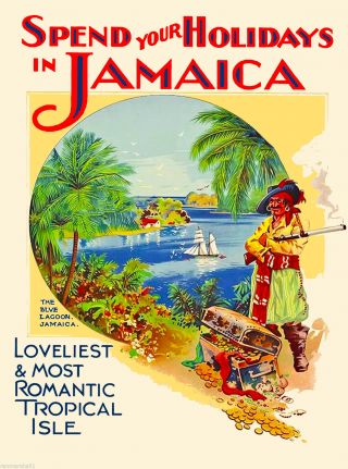 Holiday Jamaica Caribbean Islands Jamaican Vintage Travel Advertisement Poster