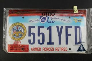 2004 Ohio Army Armed Forces Retired License Plate 551 - Yfd Pair D22