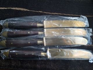 4 Thailand Brass Bronze Dinner Knives with Wood Handle Flatware 8 