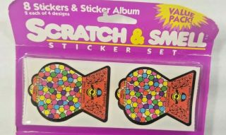 Vtg Mello Smello Scratch & Sniff 8 Stickers & Sticker Album/Pencil Gumball NOS 3