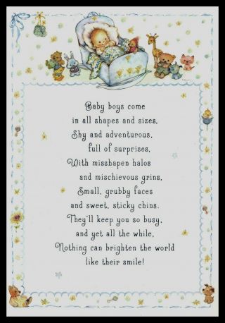 J914 - Msa Mary Hamilton Bear Duck Rabbit Baby Glitter Greeting Card Vintage