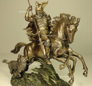 Norse God Odin Riding Sleipnir The 8 Legged Horse Mythology Statue Bronze Finish