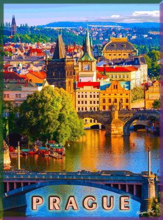 Prague Czech Republic Europe European Praha Advertisement Travel Art Poster